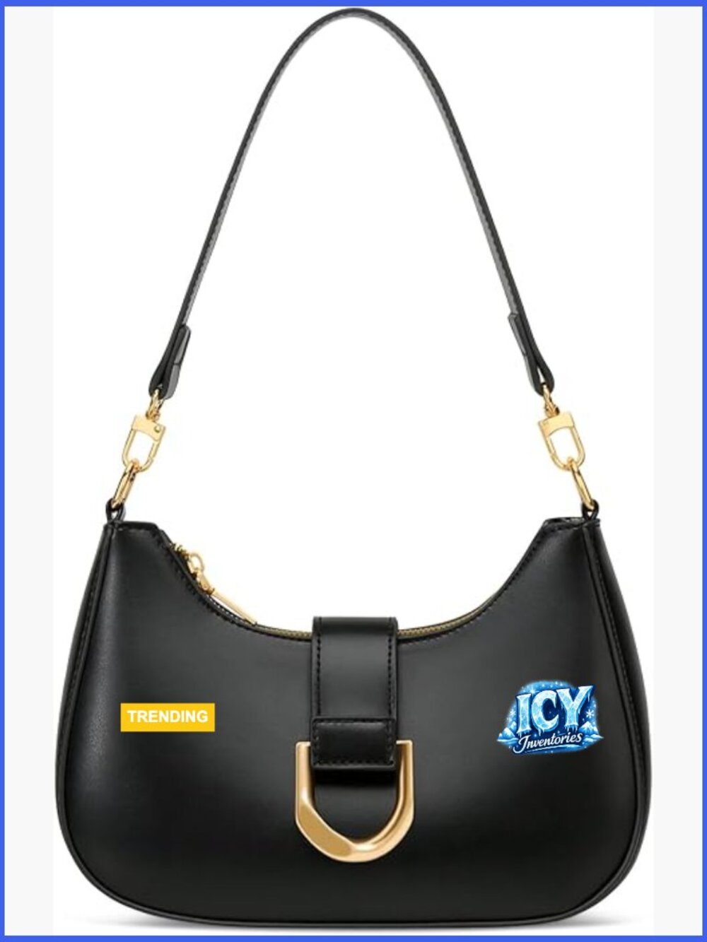 Small Vegan Leather Shoulder Bag with Removable Strap, Crescent Purse